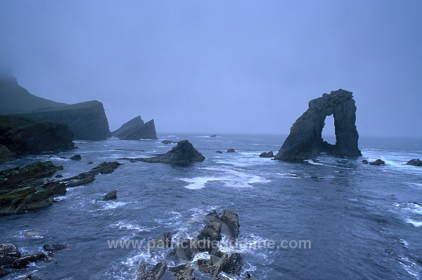 Foula: Gaada Stack & north coast, Shetland - Gaada Stack, Foula  13102