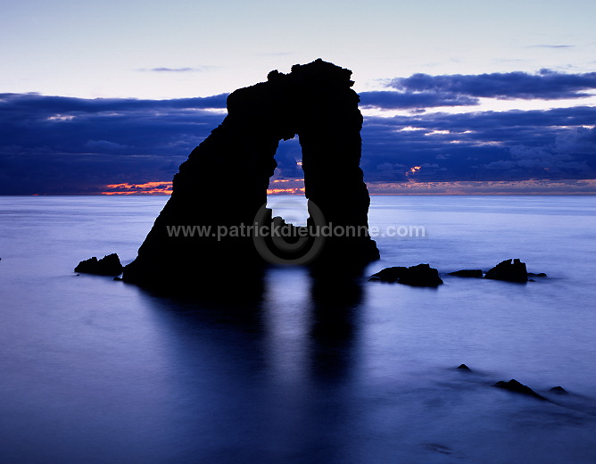 Foula: Gaada Stack at sunset, Shetland - Gaada Stack, Foula  13109