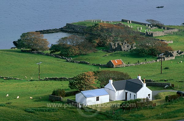 House and graveyard at Sound, Weisdale Voe, Shetland  13330