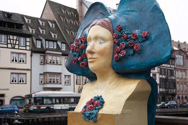 Strasbourg, Alsatian maiden statue, Alsace, France -