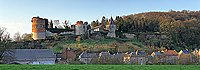 Vue sur le chateau d'Hierges, Hierges, Ardennes, France / Hierges castle at sunset, Ardennes, France (FLO 67P 0011)